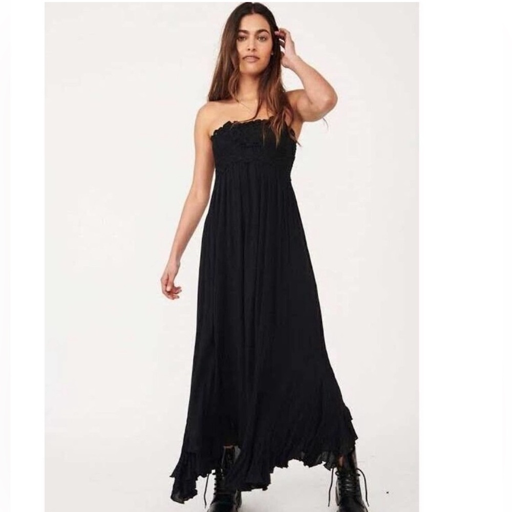 Free People FP One Adella Strapless Black Maxi Dress XS